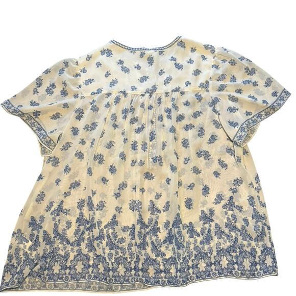 Max Studio women’s NEW blue floral and butterfly pattern blouse XL - Picture 6 of 7